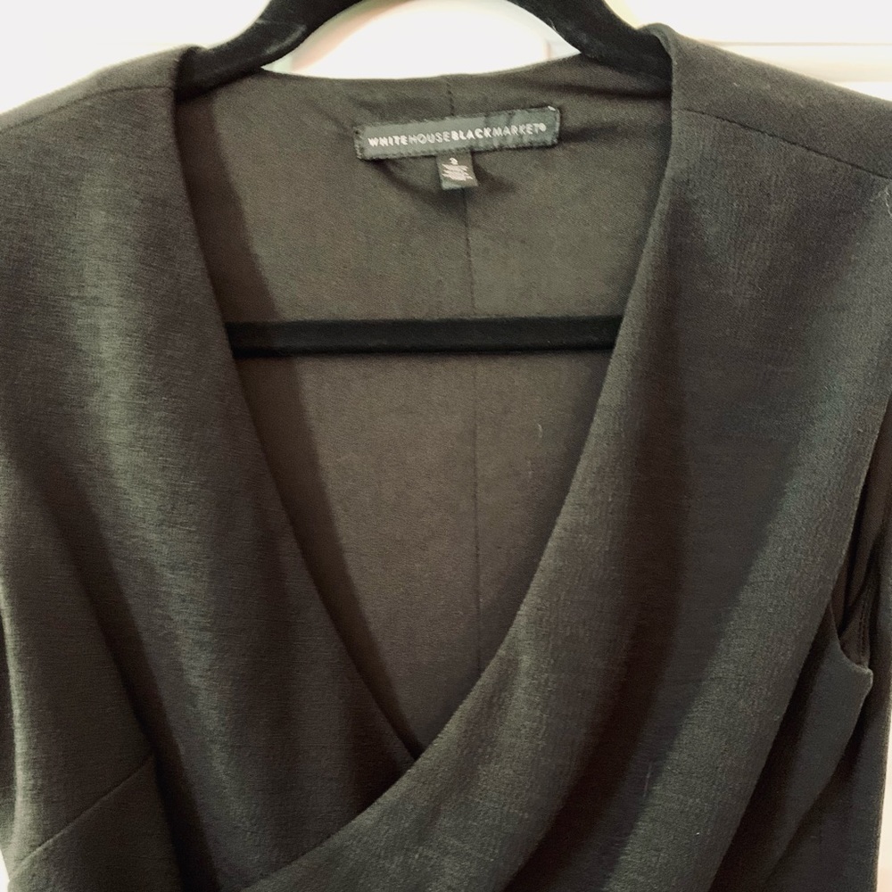 White House Black Market Black Fitted VNeck Crepe Dress